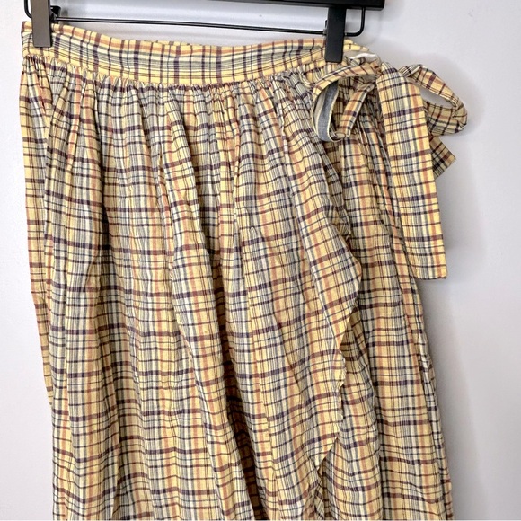 Laurence Bras Plaid Boho Maxi Ruffle Tie Waist Skirt - Picture 4 of 5